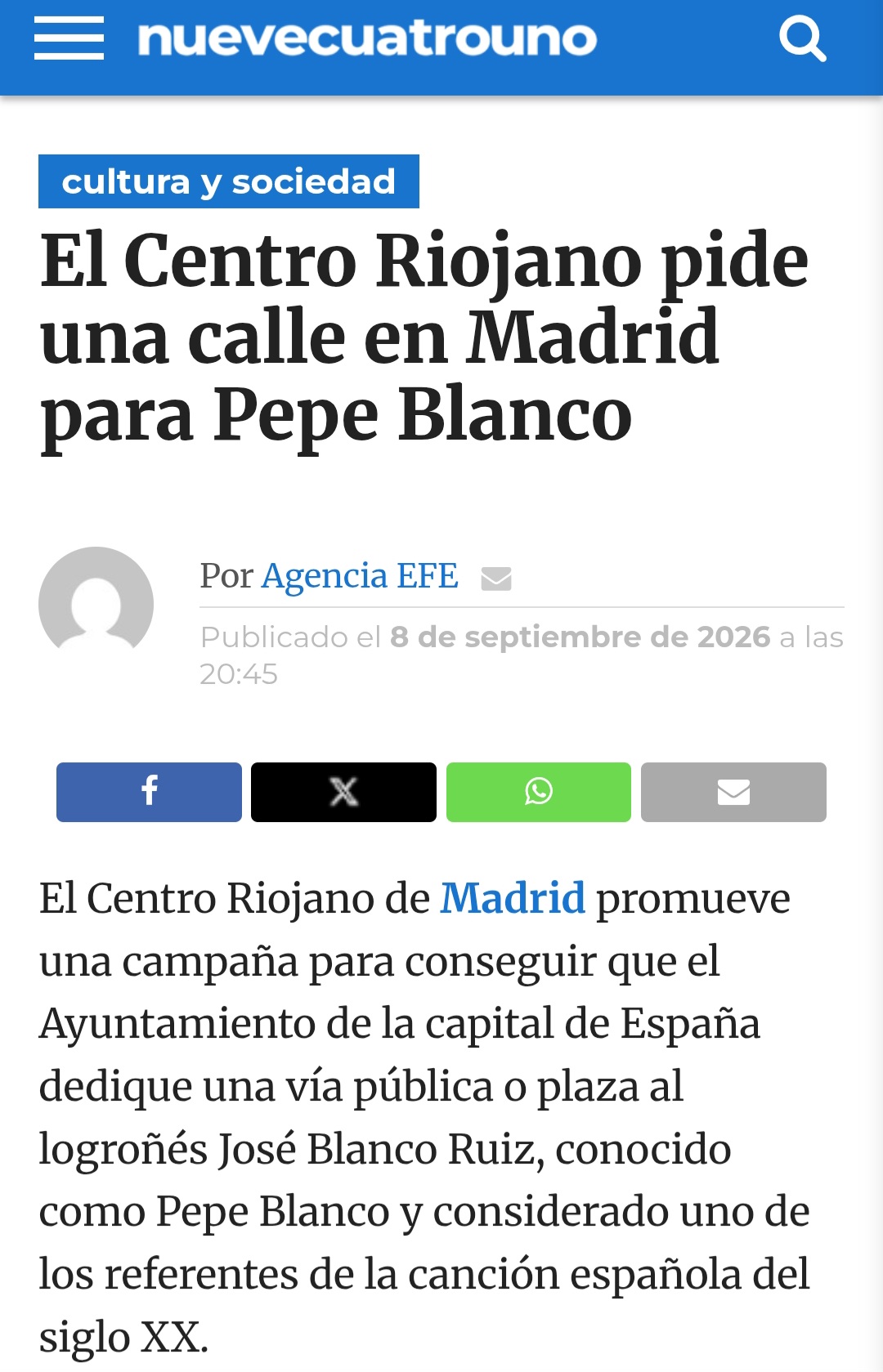 Noticia Pepe Blanco Noche de Gala, 30 de noviembre de 2024